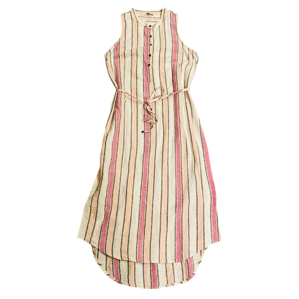 Splendid NWT Western Picnic Stripe Dress Pink Tan White